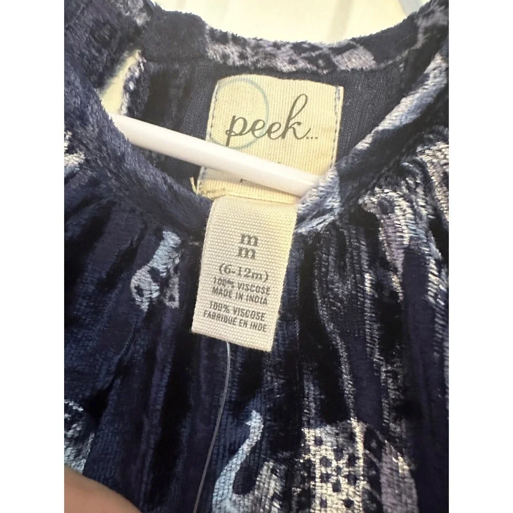peek little peanut‎ velvet elephant dress XXS / 6-12M NWT